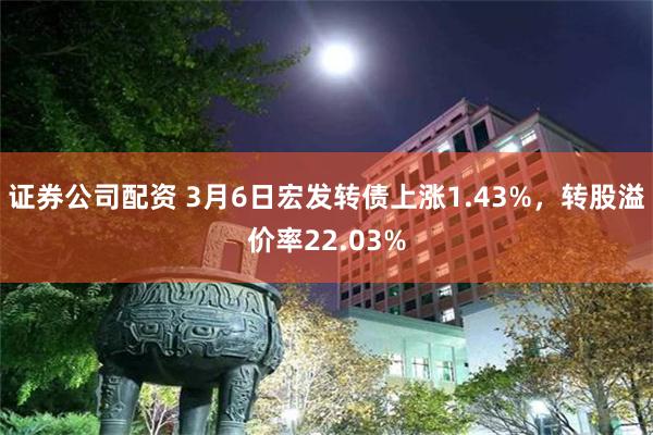证券公司配资 3月6日宏发转债上涨1.43%，转股溢价率22.03%