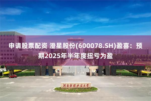 申请股票配资 澄星股份(600078.SH)盈喜：预期2025年半年度扭亏为盈