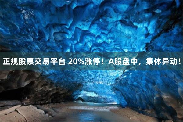 正规股票交易平台 20%涨停!A股盘中,集体异动!