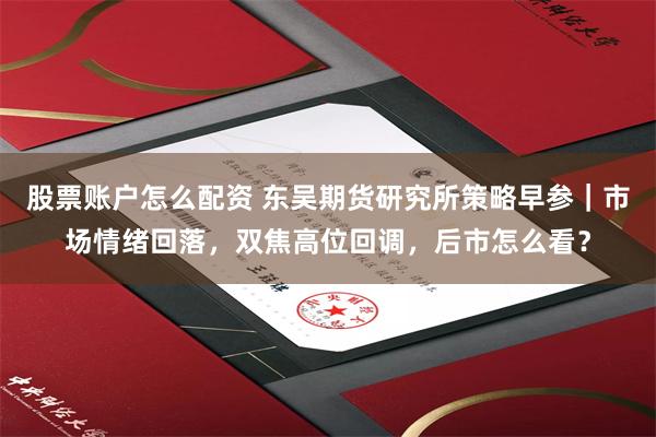 股票账户怎么配资 东吴期货研究所策略早参｜市场情绪回落，双焦高位回调，后市怎么看？