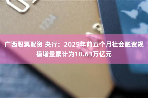 广西股票配资 央行：2025年前五个月社会融资规模增量累计为18.63万亿元