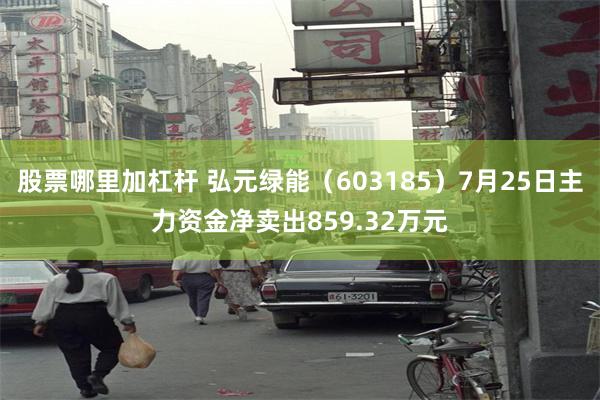 股票哪里加杠杆 弘元绿能（603185）7月25日主力资金净卖出859.32万元