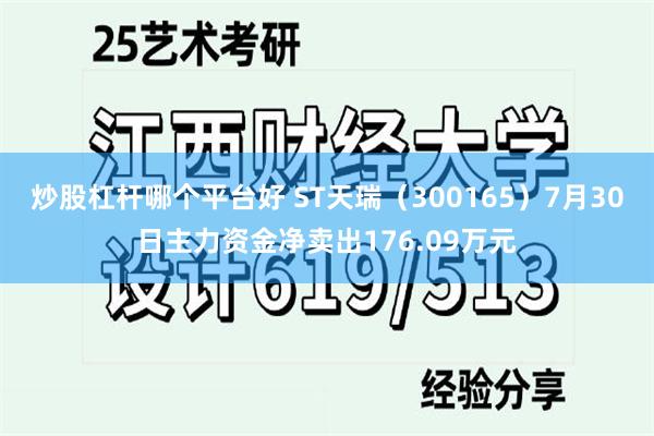 炒股杠杆哪个平台好 ST天瑞（300165）7月30日主力资金净卖出176.09万元