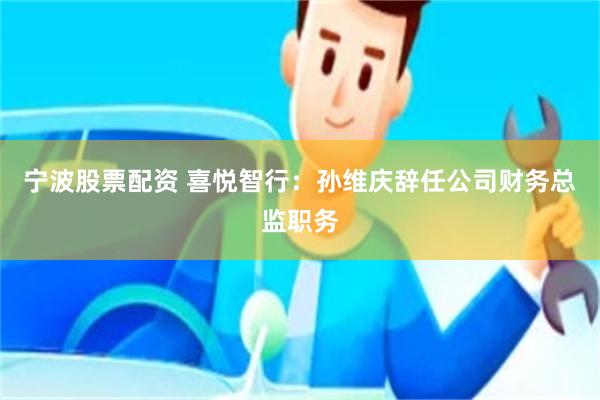 宁波股票配资 喜悦智行：孙维庆辞任公司财务总监职务
