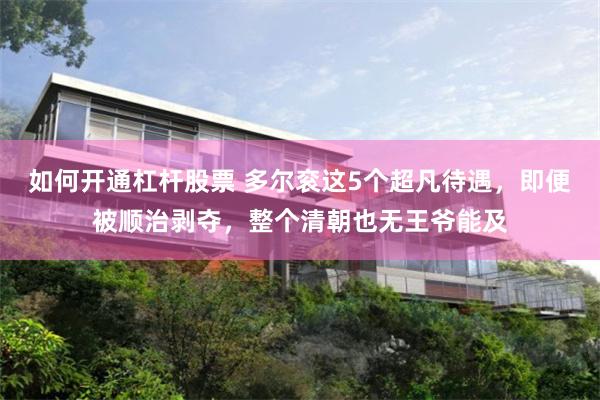 如何开通杠杆股票 多尔衮这5个超凡待遇，即便被顺治剥夺，整个清朝也无王爷能及