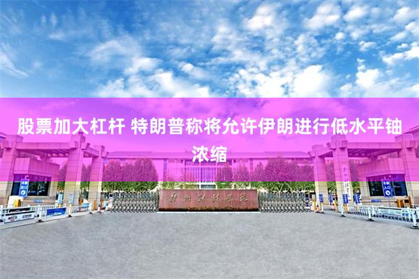 股票加大杠杆 特朗普称将允许伊朗进行低水平铀浓缩